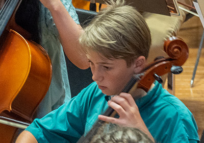 Boy playing cello