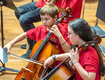Children playing cellos
