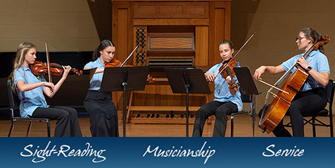 young people playing a string quartet