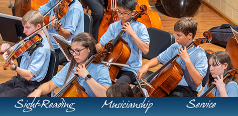 Young people playing cellos