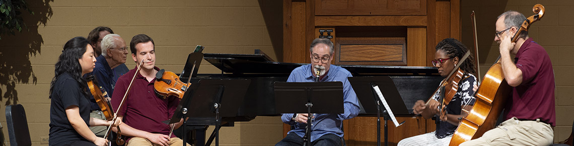 group playing a clarinet quintet