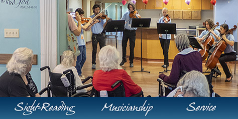 young people playing for seniors