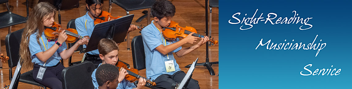 children playing violins with copy