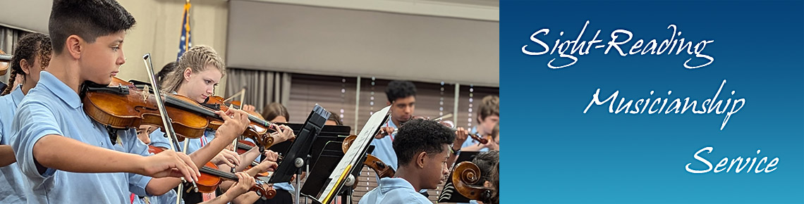 Young people playing violins