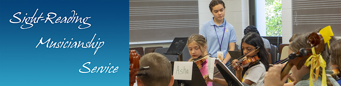 Girl helping children learn music